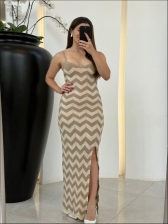 VESTIDO ZIGZAG LUREX - Areia com bege