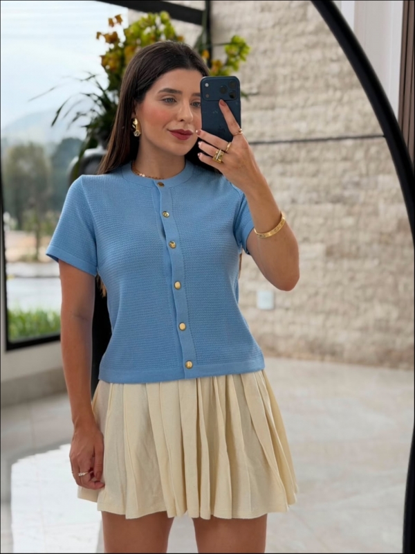 TSHIRT BOTÕES LARI - AZUL BEBE