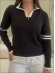 BLUSA BICOLOR DECOTE COM ZIPER - PRETO