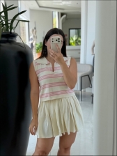 MAXI CROPPED BICOLOR RITA - Off white com rosa light