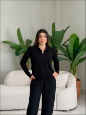 BLUSA ARY MANGA LONGA LISA - PRETO