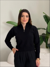 BLUSA ZIPER KEITY - Preto - Liso