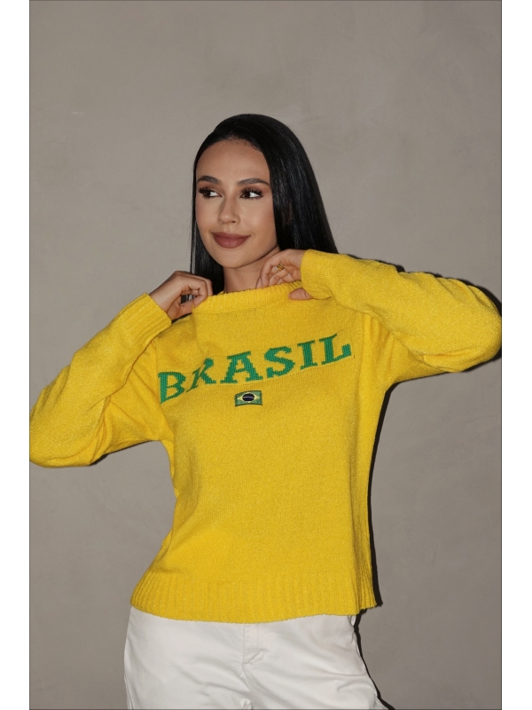 BLUSA MOUSSE BANDEIRA - AMARELO