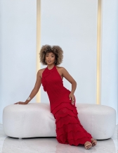 VESTIDO BABADOS AURORA - Vermelho vivo