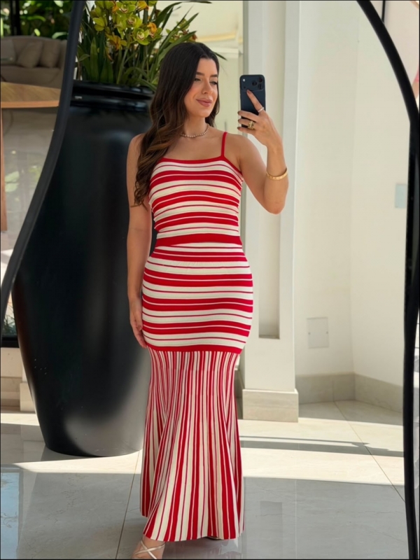 CONJUNTO POSITANO - LISTRADO - VERMELHO